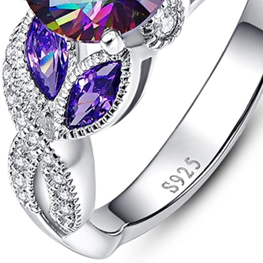 3.6ct Mystic Rainbow Ring - 925 Sterling Silver - Picture 2 of 5